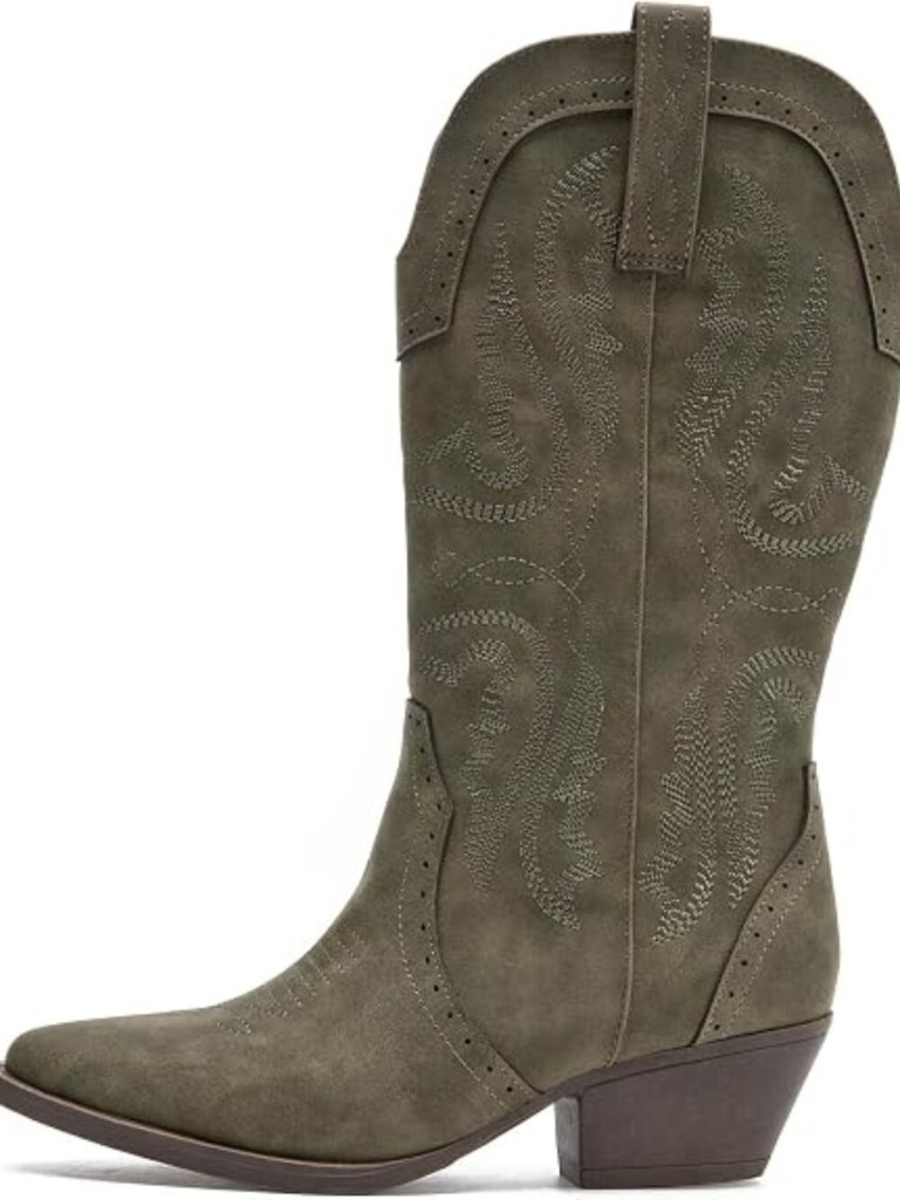 Cowboy Boots for Women Western Cowgirl Mid Calf Chunky Heel Snip Toe Boots